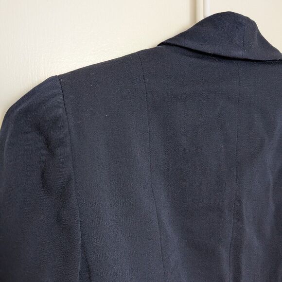 Vintage 1940s Navy Blue Womens Jacket Blazer Lined Amazing Details Button Down - Picture 6 of 8